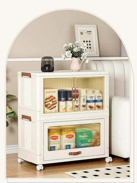 Baby Safety Transparent Opening Lid Indoor Home Decoration Storage Cabinet With Wheels