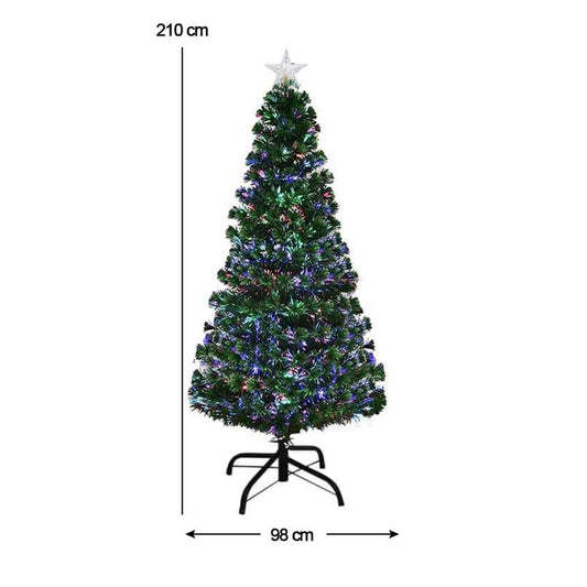 Artificial pine with fiber optics and colored LED in several types - 210 cm-0